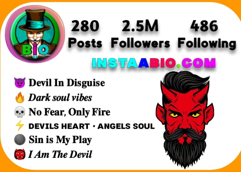Devil Bio For Instagram Stylish Font Devil Bio For Instagram